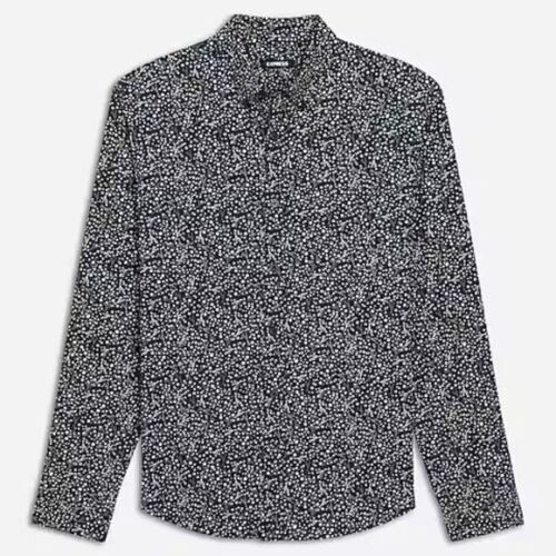 Camisa Express con botones azul estampado floral algodón elástico para hombre talla pequeña - Imagen 3 de 6