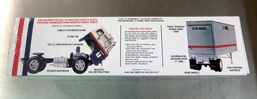 AMT U.S. MAIL TRACTOR AND TRAILER MODEL-KIT 1/25 SCALE ONE PIECE SEALED BOX - Picture 4 of 6