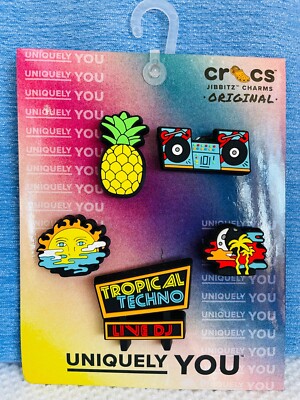 Crocs Jibbitz 5 Pack Charms Originals     Tropical Techno DJ   New on Package