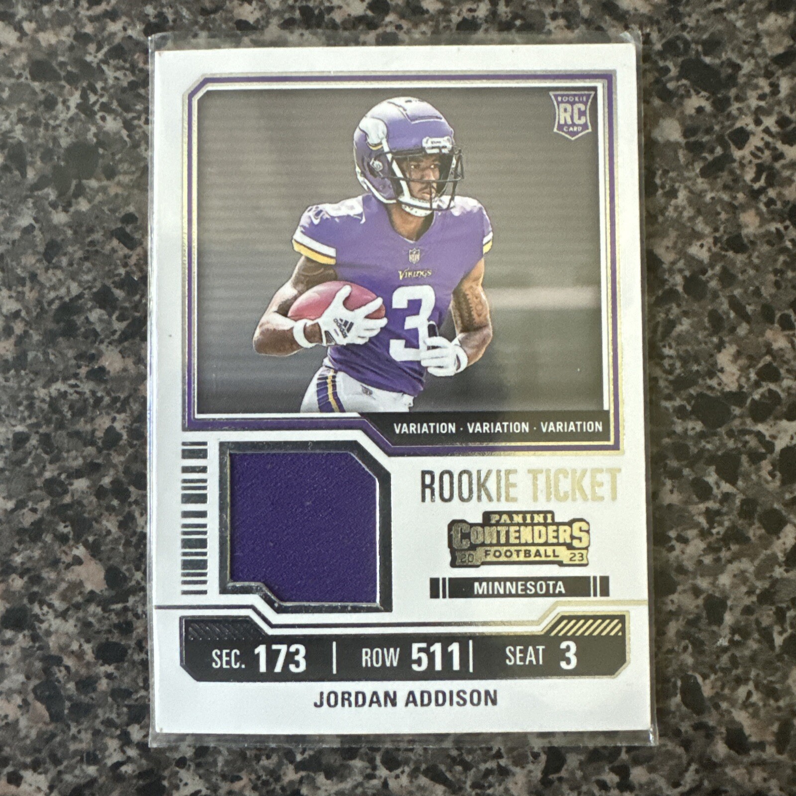 2023 Panini Contenders - Rookie Ticket Swatches Variations #TS20V Jordan Addison