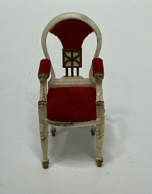 Dollhouse Red Velvet Chairs Plastic Miniature Vintage IDEAL *see Pics One Repair - Image 2 of 4