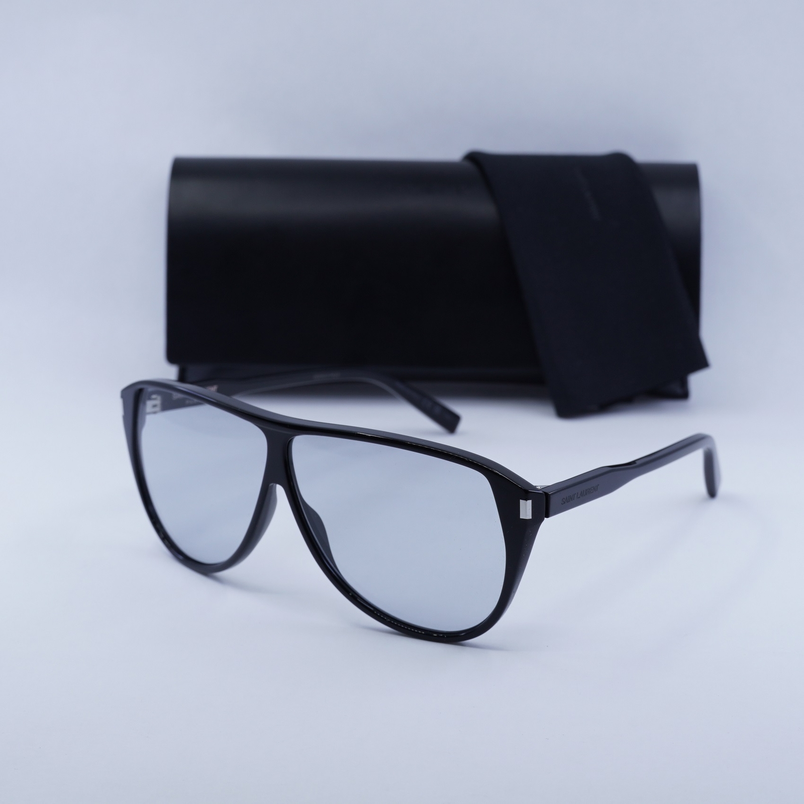 Occhiali da sole SAINT LAURENT SL731 GASPAR 001 nero azzurro 65 5 145 nuovi autentici...