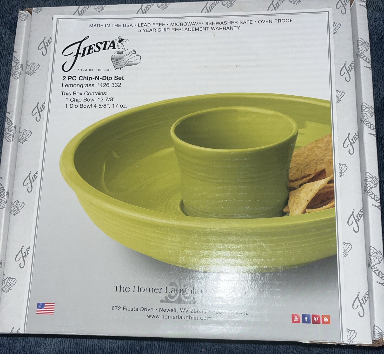 Fiestaware Fiesta Chip and Dip Bowl Lemongrass Green 2 Pc eBay