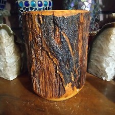 Unique 8" Aspen Wood Live Edge Hand-turned" Vase JW Campbell Colorado 1980 Nice 
