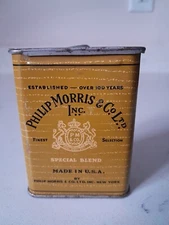 Antique Tobacciana: 1930s-1940s Phillip Morris Original Metal Cigarette Tin