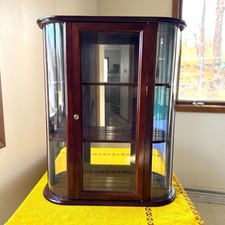 Vintage Bombay Company Curved Glass Vitrine Curio Cabinet - Mirrored