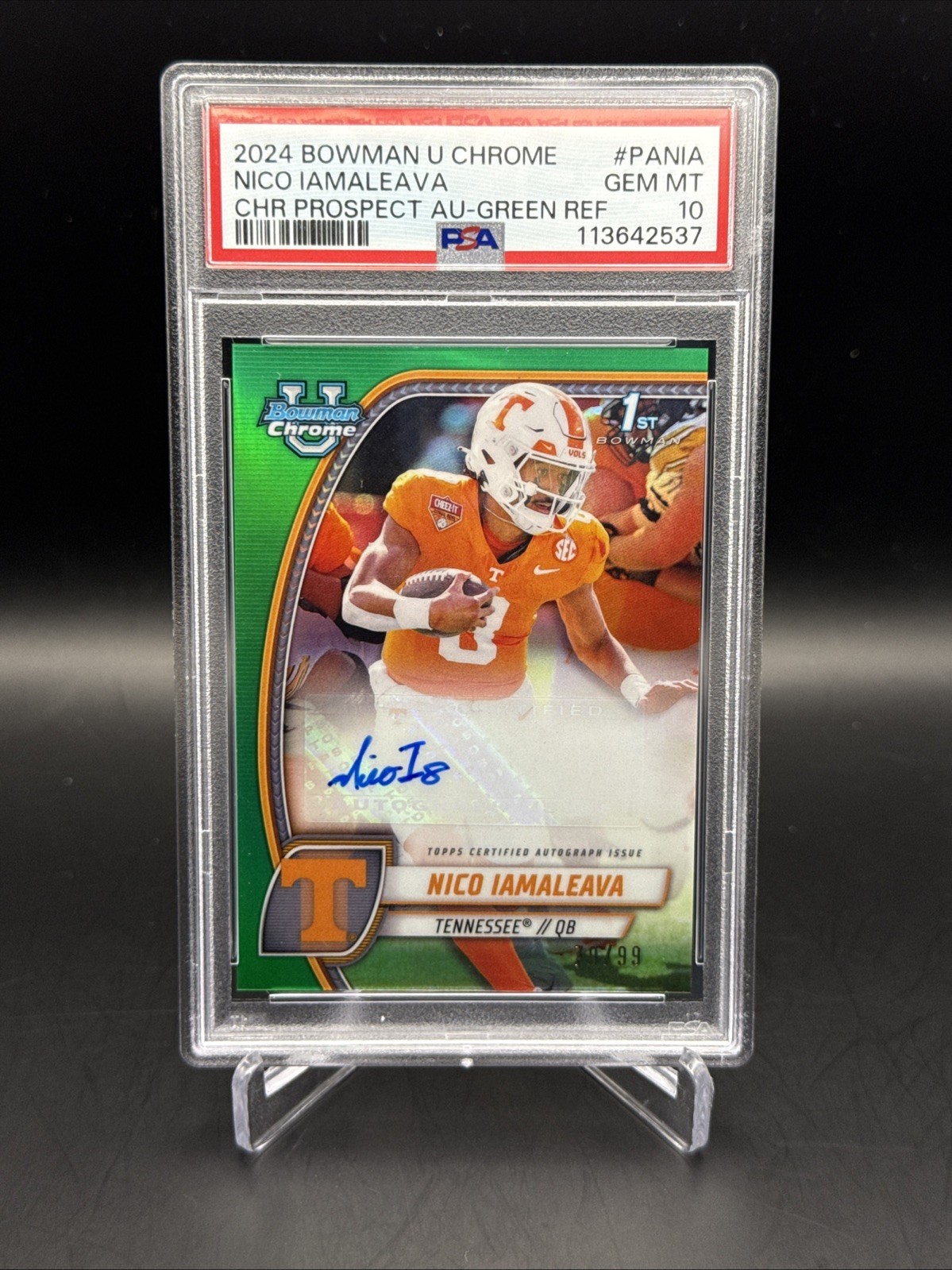 2024 BOWMAN U CHROME NICO IAMALEAVA /99 PROSPECT AUTO GREEN PSA 10 RARE