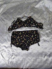 PINK Victoria's Secret Black Citrus Floral 2 Piece Swim Suit.