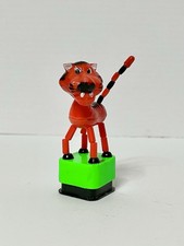 Vintage Tiger Thumb Push Button Puppet Toy Collapsible Dancing Animals