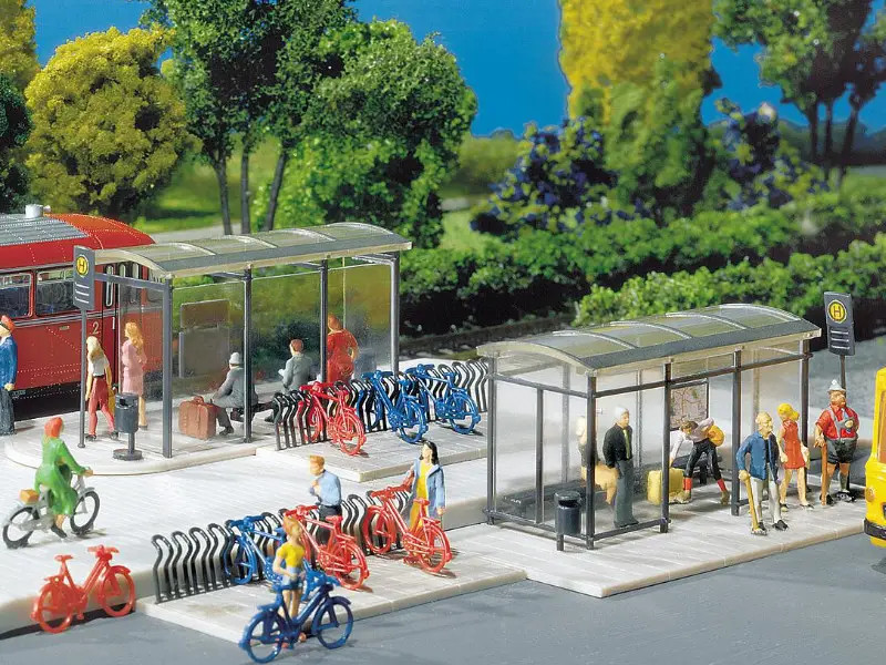 FALLER 180553 abris bus et vélos pour décor de ville miniature HO