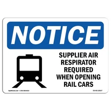 Supplied Air Respirator Required With Symbol OSHA Notice Sign Metal Plastic