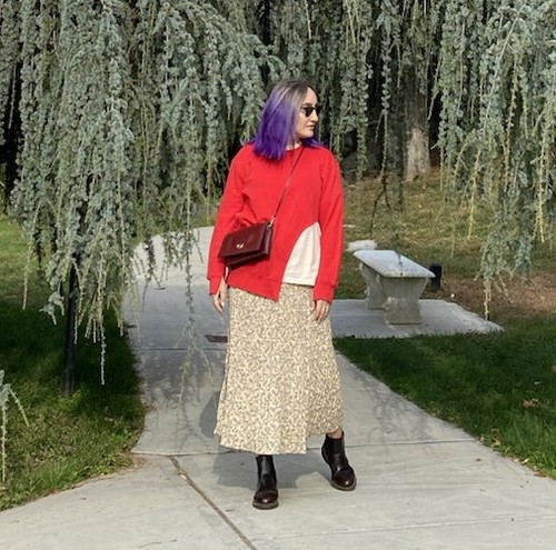 TOPSHOP Red Assymetrical Sweatshirt Solid Long Sleeve US 8