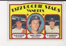 NICE VINTAGE 1972 Topps YANKEE ROOKIE STARS #124 CLOSTER/TORRES/HAMBRIGHT