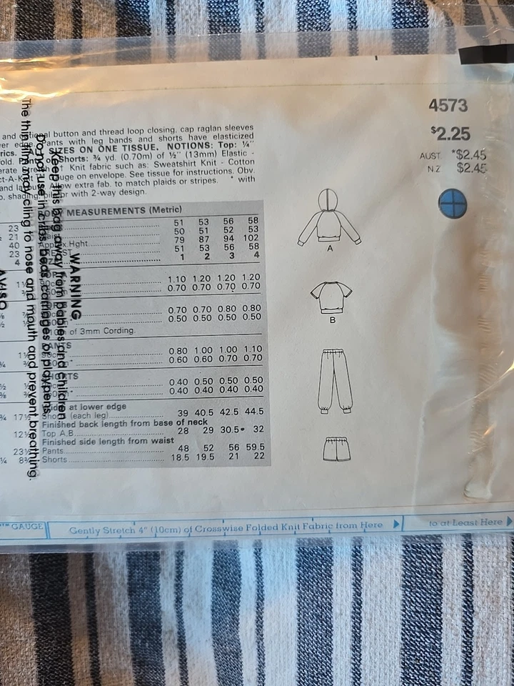 Vintage Butterick Girls Size 1-4 Top Pants Shorts #4573 Uncut New - Image 2 of 2