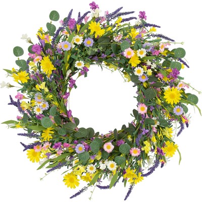 Wreaths for Front Door 22 Inch Artificial Summer Wreath Daisy and Lavender