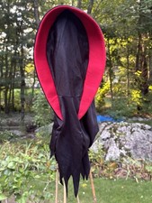 Fun World Ghoul Full Hood Halloween Costume Mask Invisible Black Red Vintage