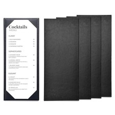 WeChef 5 Pack Leather Menu Covers 4.25"x11" Single Page Angled Corners Wine List