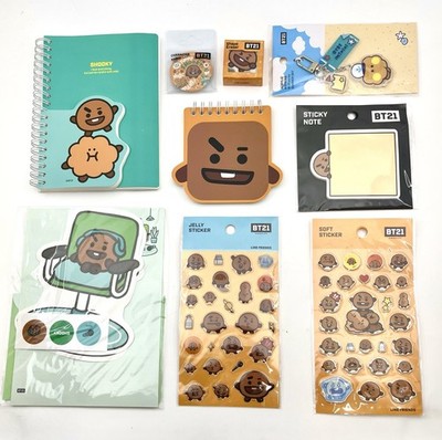 BT21 SHOOKY BTS Line Friends Stationery Bundle Notebook Stickers Keychain Lot