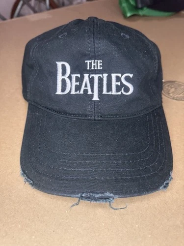 Vintage 2009 The Beatles Drop-T Logo Distressed Dad Hat Black Strapback Cap video thumbnail