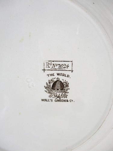 10" W BROWN TRANSFER 19TH C ENGLISH, AESTHETIC WALLIS GIMSON "THE WORLD" W/IRIS - Picture 5 of 5