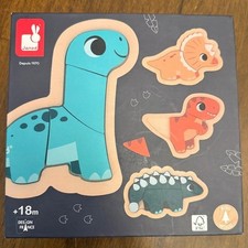 Janod Dino 4 Progressive Puzzles 18 Months Wood Educational Toy