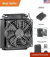 Compact 8 Pipe Aluminum Water Cooling Radiator with High Speed Fan - 80mm Black