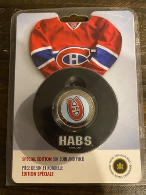 Special Edition Montreal Habs 50 Cents Coin and Puck 2009 Royal Canadian Mint !!