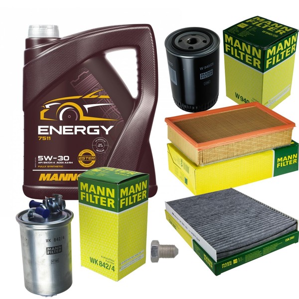 Mann Inspektionspaket 5L Mannol Energy 5W-30 FüR Seat Ibiza II 1.9 Sdi Cordoba-image