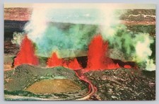 Vintage Mauna Loa Volcano Eruption Hawaii Postcard Nani Lii 1951