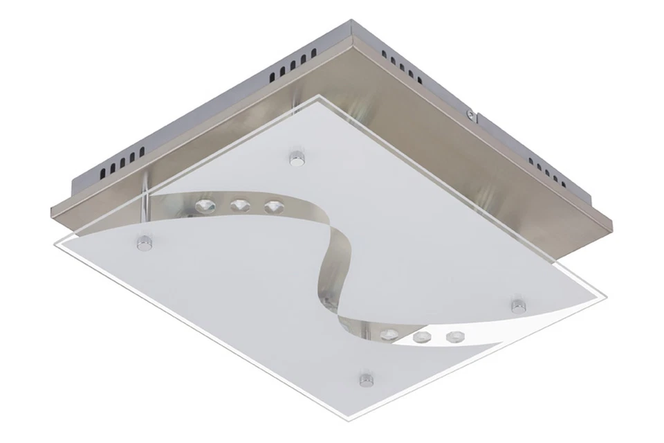 LED Deckenleuchte Nickel matt 4 Flammig Dekorglas GU10 austauschbar 1600lm - Bild 1 von 1