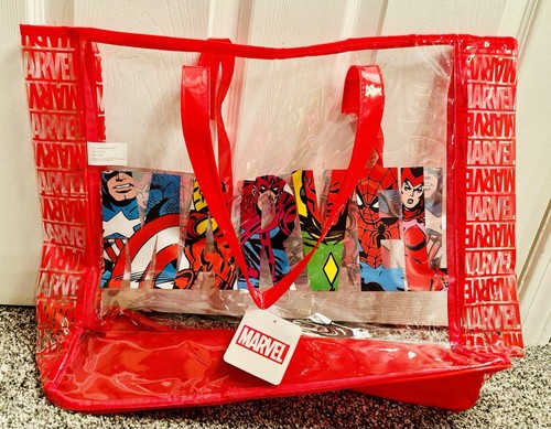 Marvel Superheroes Vinyl Tote Bag For Beach or Shopping Spider-Man Iron Man