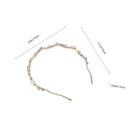 Crystal Pearl Headband Miss Beaded for Women Rhinestone Hair Accessories - Picture 4 of 12