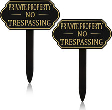 Private Property No Trespassing Sign with Stake 7.09 X 3.54 Inches Self Adhesiv