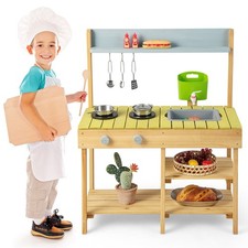 Outdoor Play Kitchen Set Outdoor Mud Kitchen Set w/ Removable Water Box