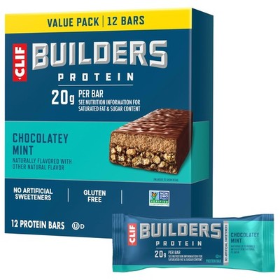 CLIF BUILDERS Protein Bars - Chocolatey Mint - 1 Count (Pack of 12), Multiple 