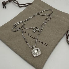 David Yurman Petite Albion Pendant Necklace White Topaz & Diamonds 16-17'