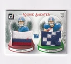 Jaxson Dart / Cam Skattebo 2025 DONRUSS DUAL ROOKIE SWEATER 3/2 COLOR #SWED-NYG