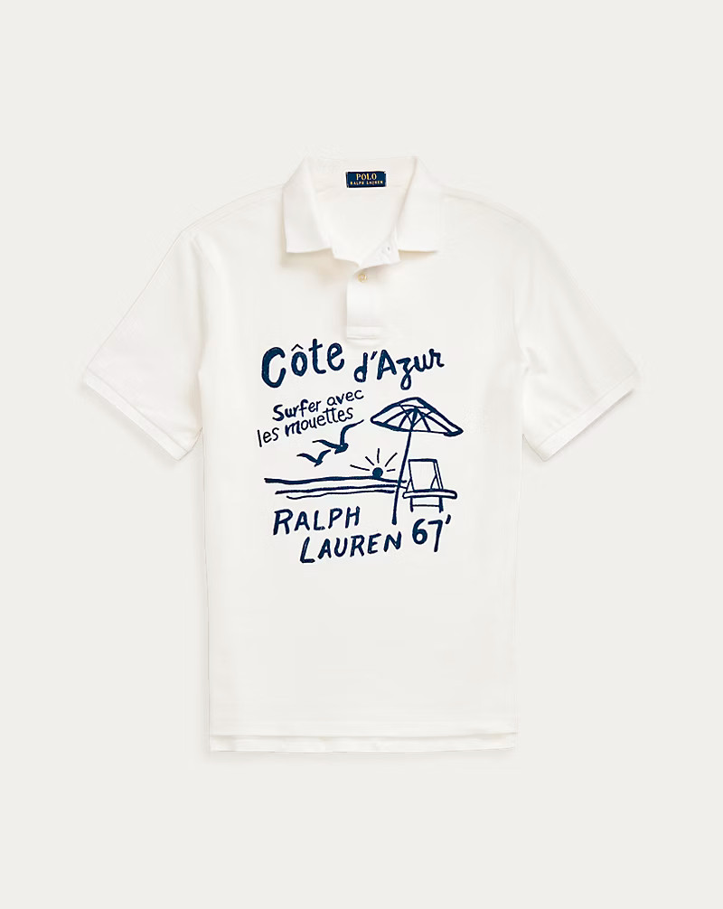 POLO RALPH LAUREN Classic Fit Côte d'Azur-Print Oxford White Polo Shirt Mens XL* image 2