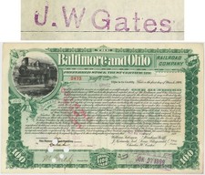 Baltimore and Ohio Railroad Co. Transferred to John W. Gates - 