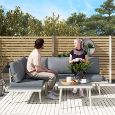 3 Piece Garden Furniture Set, 5-Level Reclining Lounger Corner Sofa, Grey