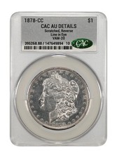 1878 CC Line in Eye $1 VAM-20 Morgan Silver Dollar CAC AU Details Scratch