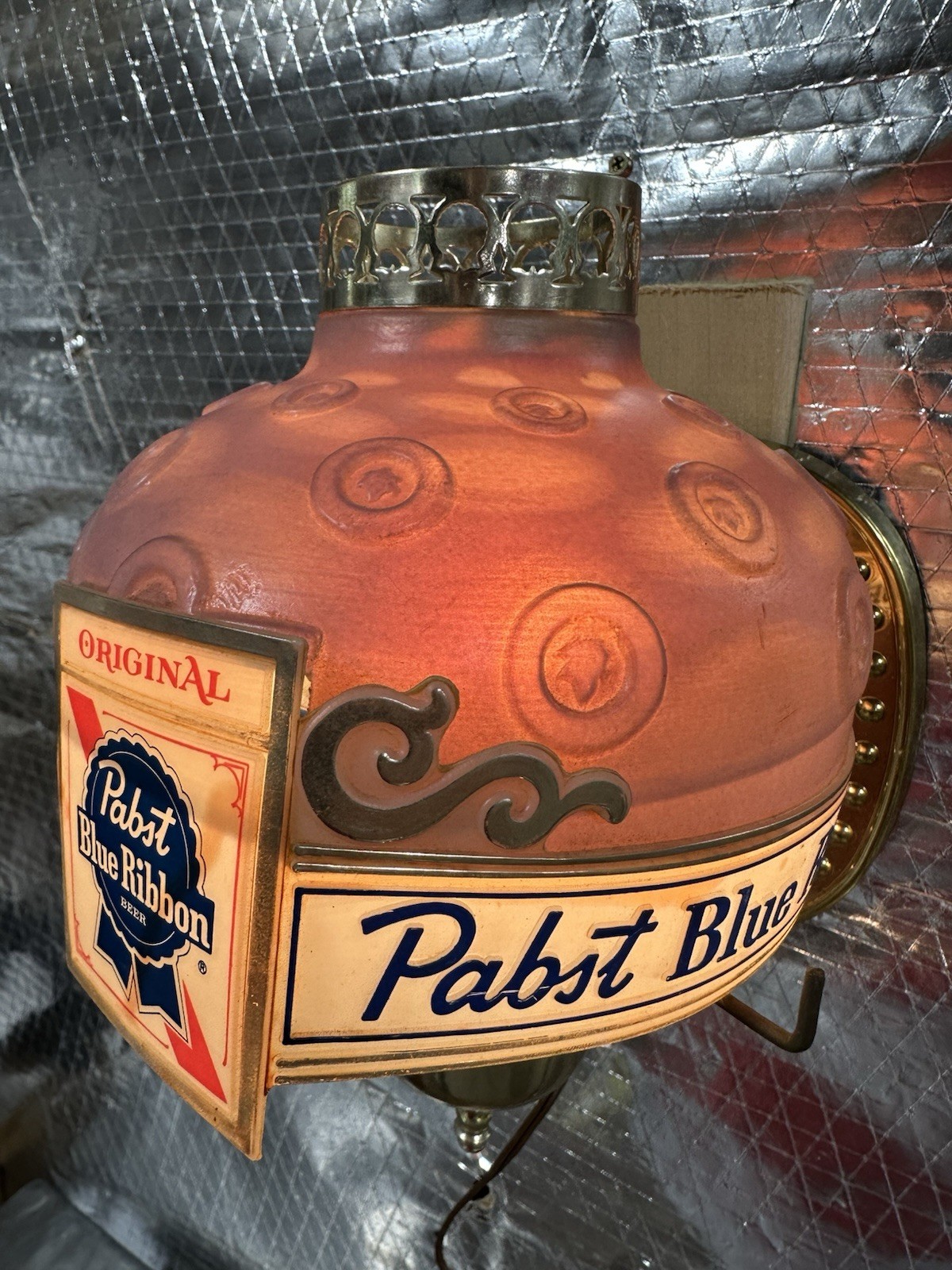 Vintage Pabst Blue Ribbon Beer Motion Heat Lamp Wall Sconce PBR Old Time Flavor