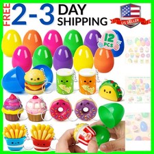 12 Pack Prefilled Easter Eggs with Food Squishy Toys Keychains, Easter Eggs F...
