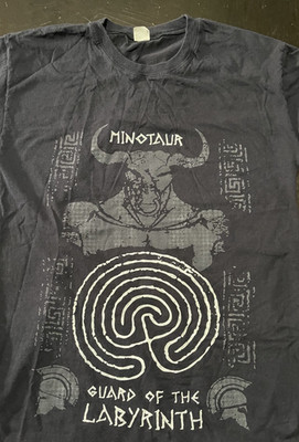 Minotaur Guard Of The Labyrinth Greek Graphic T-Shirt, Black, Size: Medium