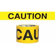 Barricade Tape, Caution, Yellow, 3 In Wide X 200 Ft Length, Polyethylene, 3