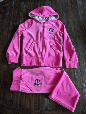 Vintage Red By Marc Ecko Velour Tracksuit Lounge Jacket Pants Set Girls Size S