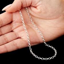 925 Sterling Silver Necklace Chain Belcher Diamond Cut Finish Italian 16-30In