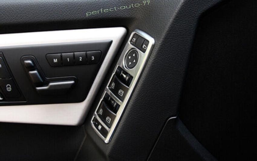 For Mercedes-Benz GLK 2009-2014 2015 Matte Silver Window Lift Lock Switch Panel
