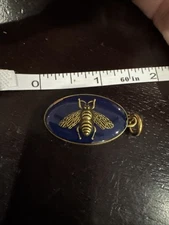 Gucci Vintage Style Blue Bee Charm Zipper Pull Stamped