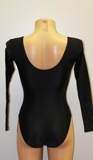 Women Gymnastics Leotard 100-00 Long Sleeve Bottom Closed Black Spandex Size M
